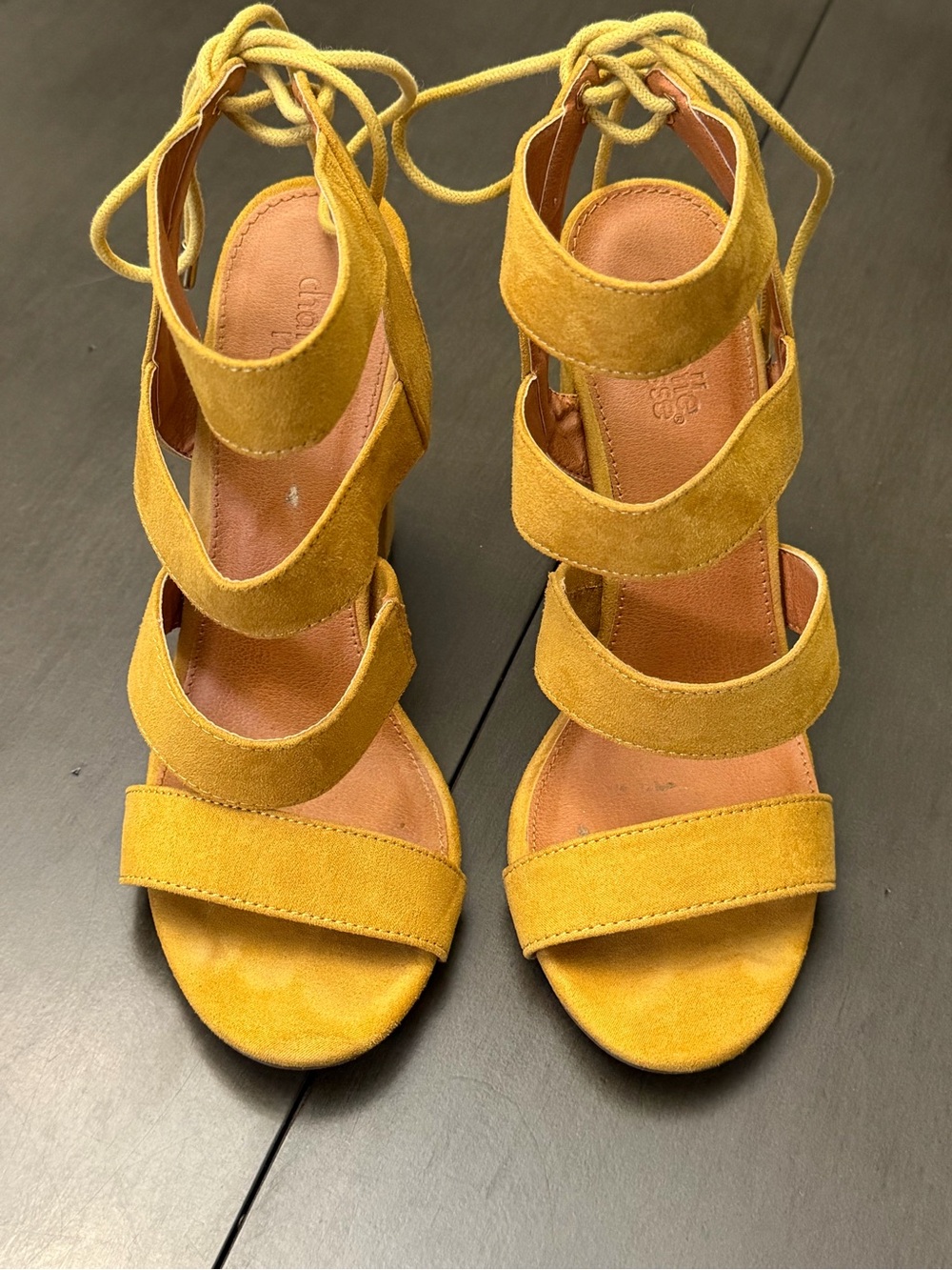 Charlotte Russe Suede Strappy Sandal Block 4” Heel Size US 8